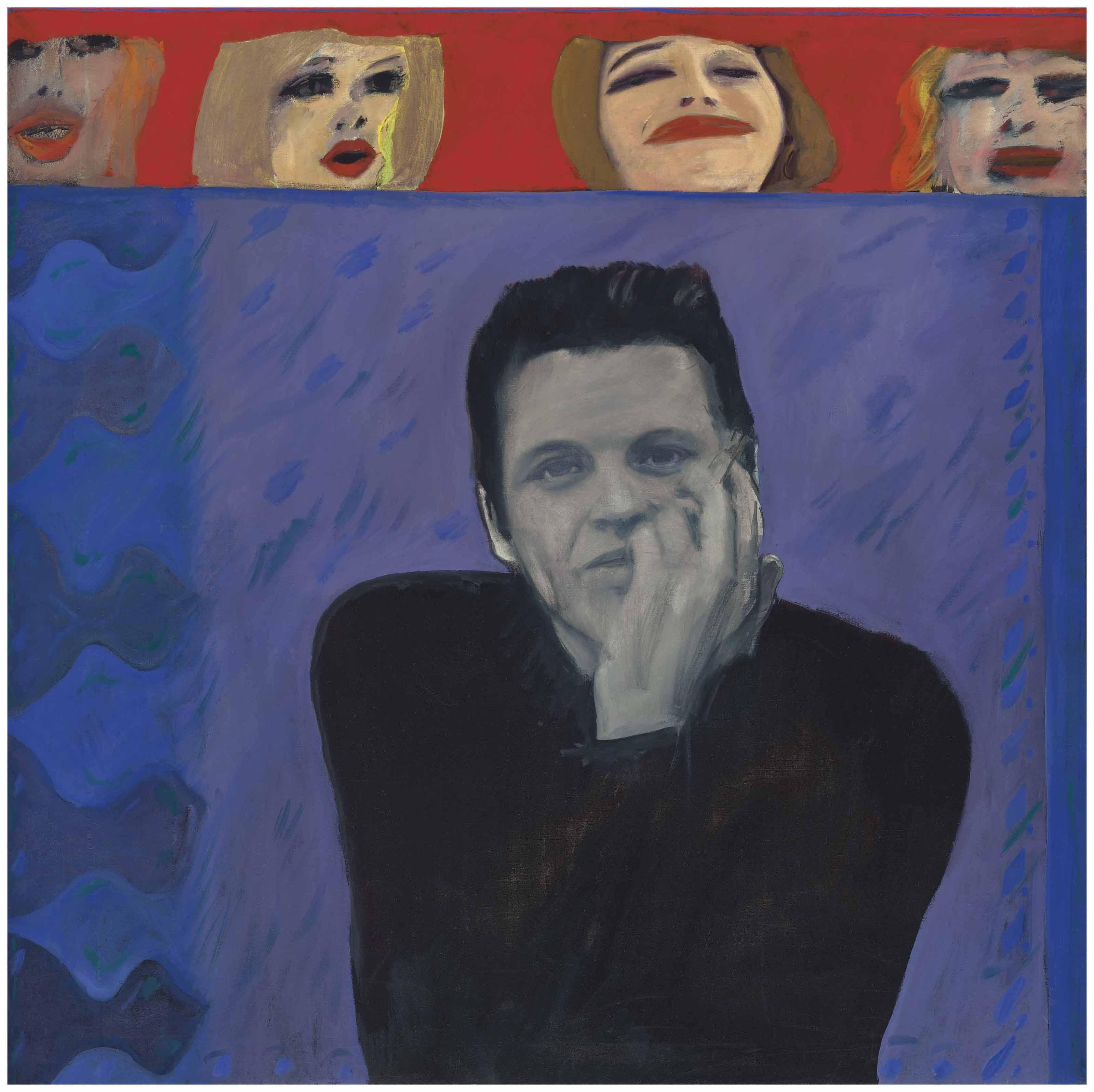 Pauline Boty - Portrait of Derek Marlowe with Unknown Ladies