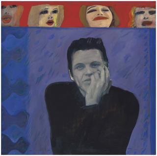 Pauline Boty - Portrait of Derek Marlowe with Unknown Ladies