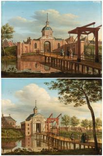 Paulus Constantijn La Fargue - A VIEW OF MORSPOORT, LEIDEN;   A VIEW OF MAREPOORT, LEIDEN
