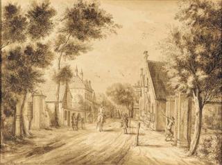 Paulus Constantijn La Fargue - A view of the Herenstraat, Voorburg, seen from Oosteinde