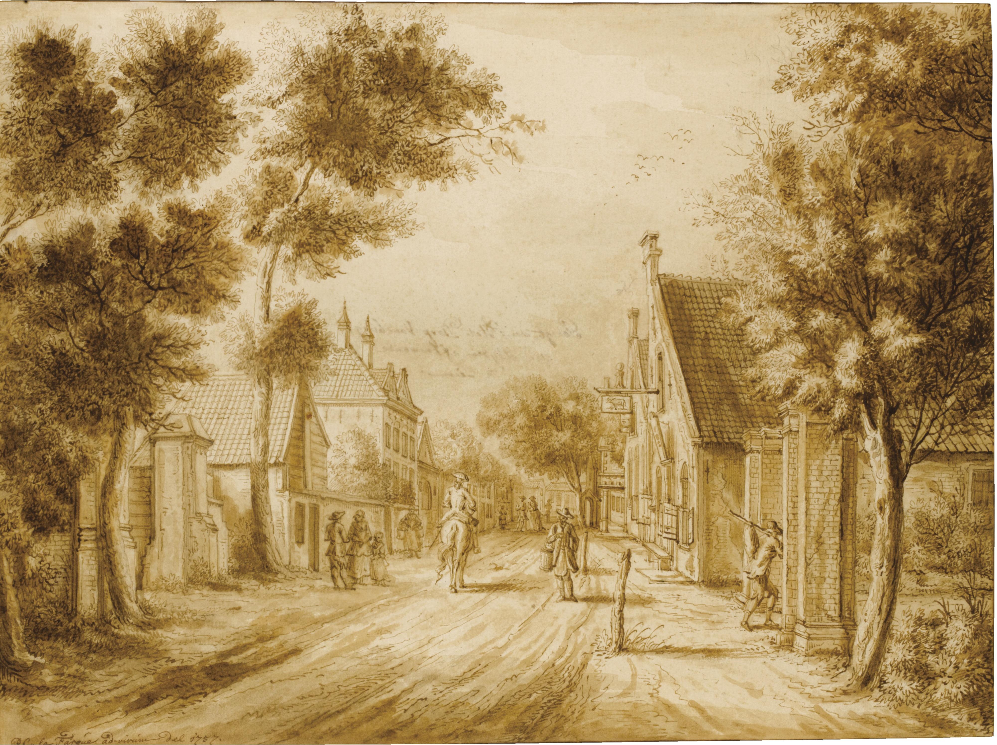 Paulus Constantijn La Fargue - View Of The Herenstraat, Voorburg, Seen From Oosteinde  