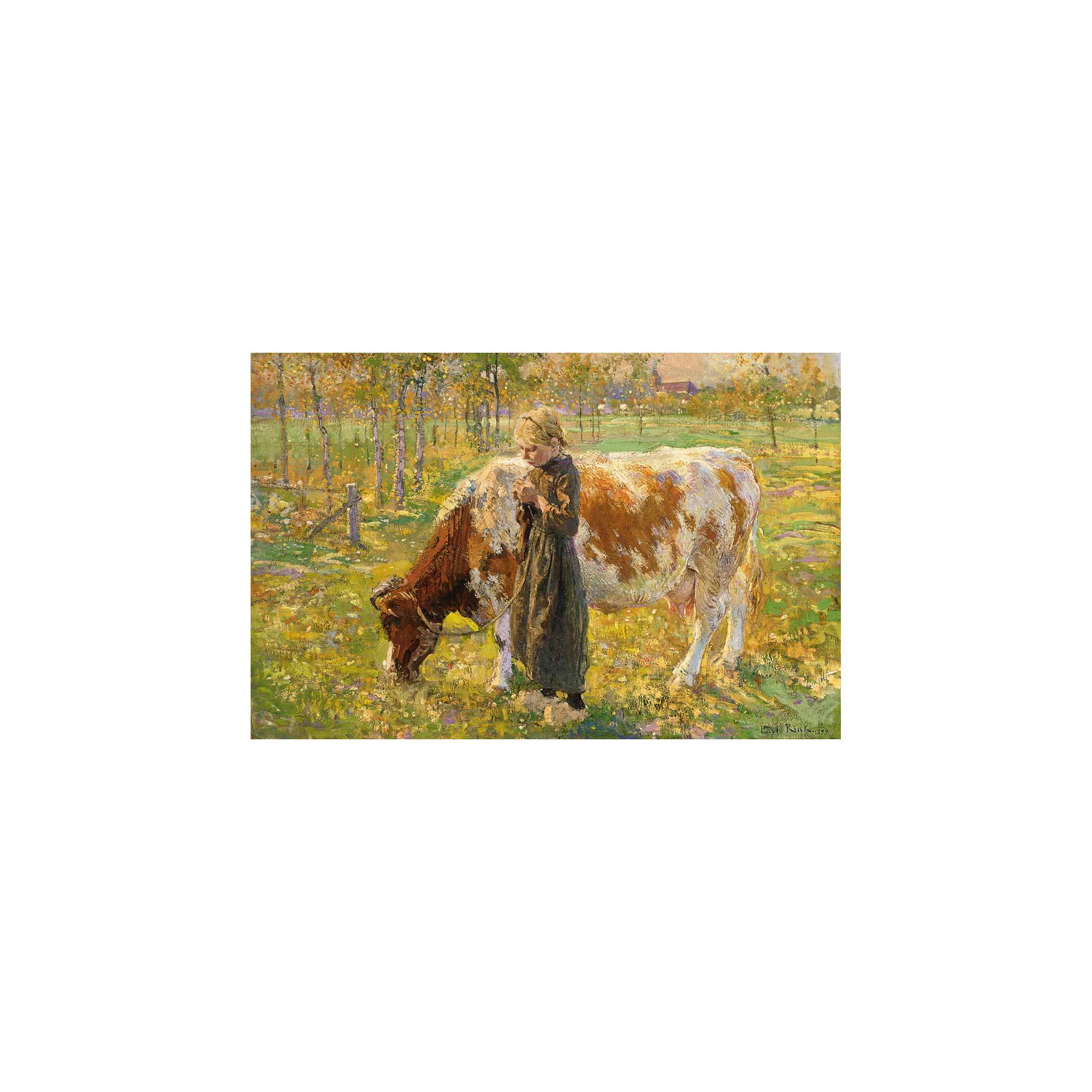 Paulus Philippus Rink - A Little Cowherdess In A Meadow Near Zalk