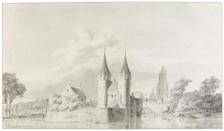 Paulus Van Liender - View Of The Oostpoort, Delft, With The Nieuwe Kerk And Oude Kerk Behind
