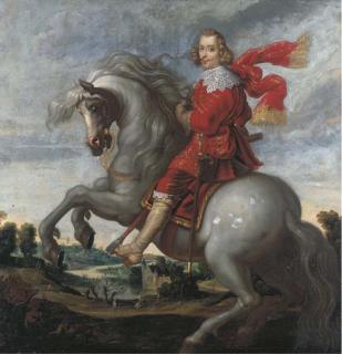 Pauwels van Hillegaert - An Equestrian Portrait of The Cardinal-Infante Ferdinand (1609-1641), An Extensive River Landscape Beyond