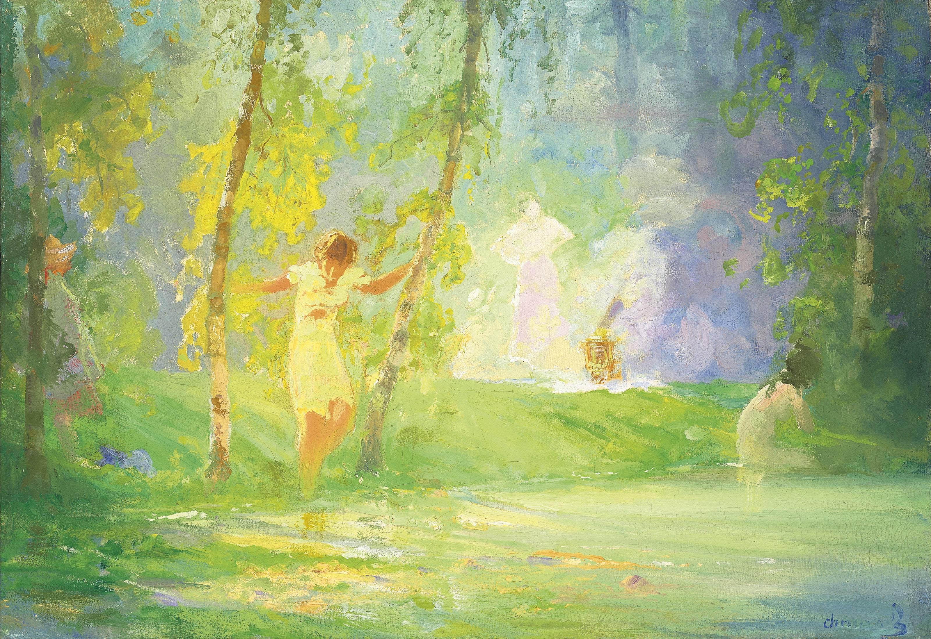 Pavel Chmaroff - Tea party on the riverbank