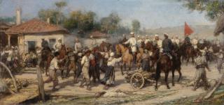 Pavel Osipovich Kovalevsky - An Episode From The 1877-78 War: Russian Troops Liberate A Balkan Village From The Turks