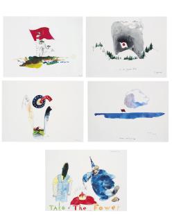 Pavel Pepperstein - Political Hallucination (Seescape with the Red Flag); Political Hallucination (On the Japaniese Border); Political Hallucination (8); Political Hallucination(15); Political Hallucination (Take the Power)