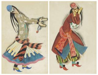 Pavel Tchelitchew - Two costume designs for dancing girls
