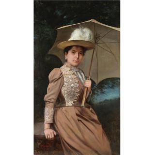 Pavlos Prosalentis - Greek Woman With Umbrella