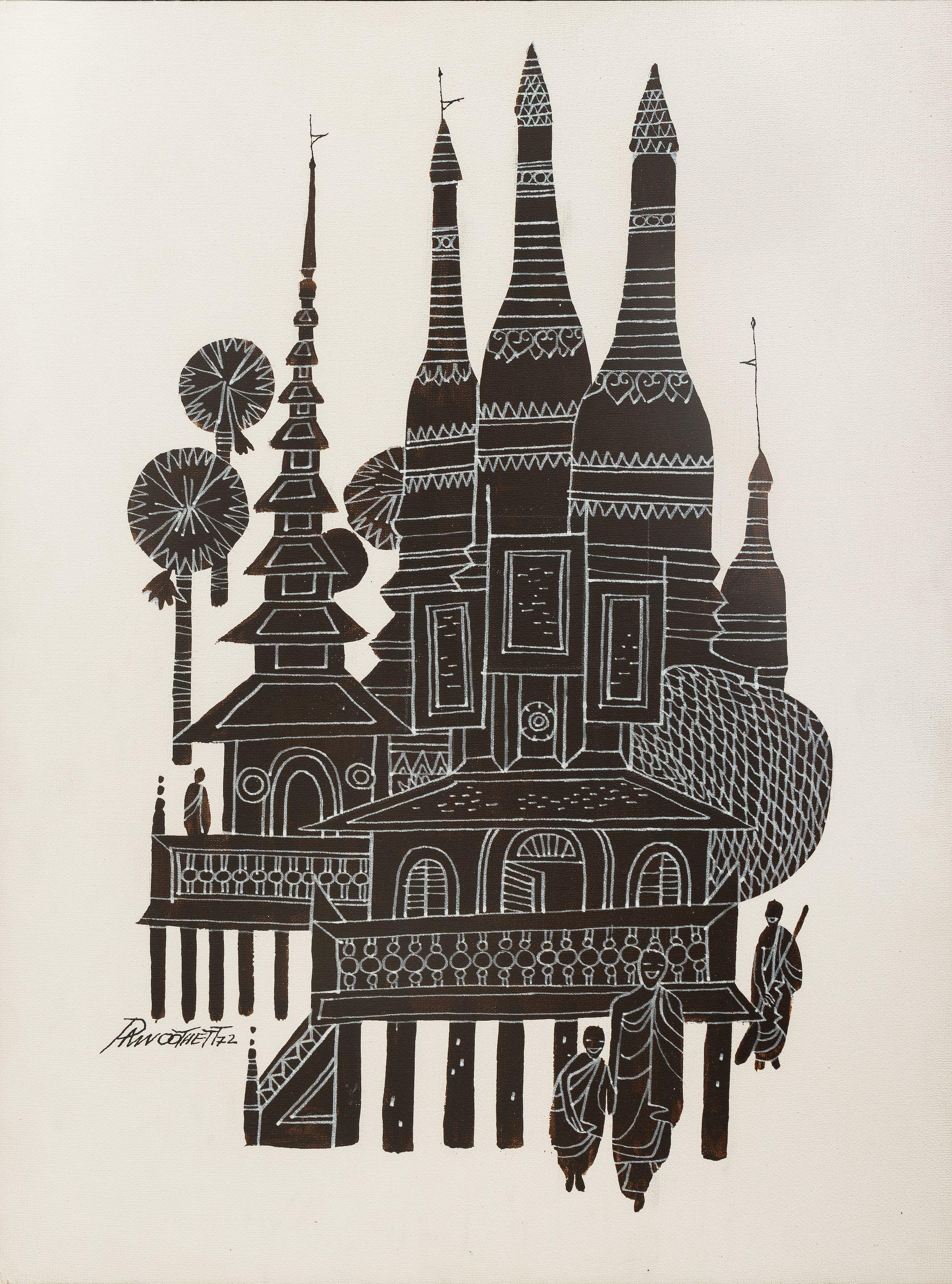 Paw Oo Thet - Pagoda and Monks