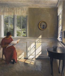 Peder Ilsted - Danish A Sunlit Interior