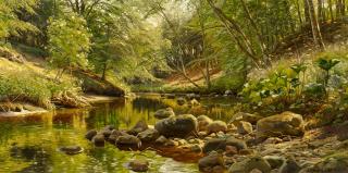 Peder Moerk Moensted - Sonniger Waldbach.