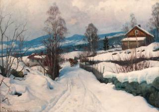 Peder Mønsted - A winter landscape near Lillehammer