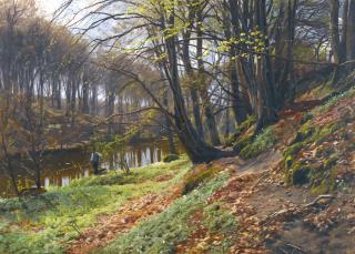 Peder Mønsted - Danish spring Landscape At Søby