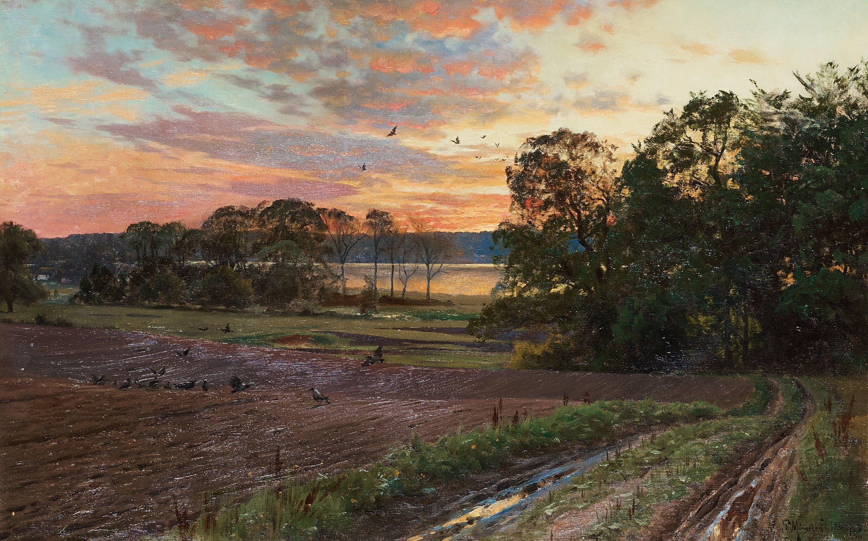 Peder Mork Mönsted - Landscape with setting sun