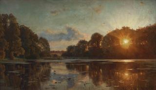 Peder Mork Mönsted - Sunset over a lake