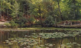 Peder Mork Mönsted - Water Lilies on a pond