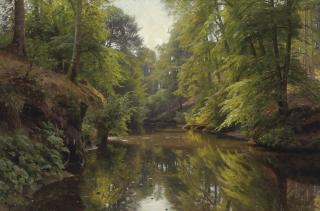 Peder Mork Monsted - Wooded River Landscape