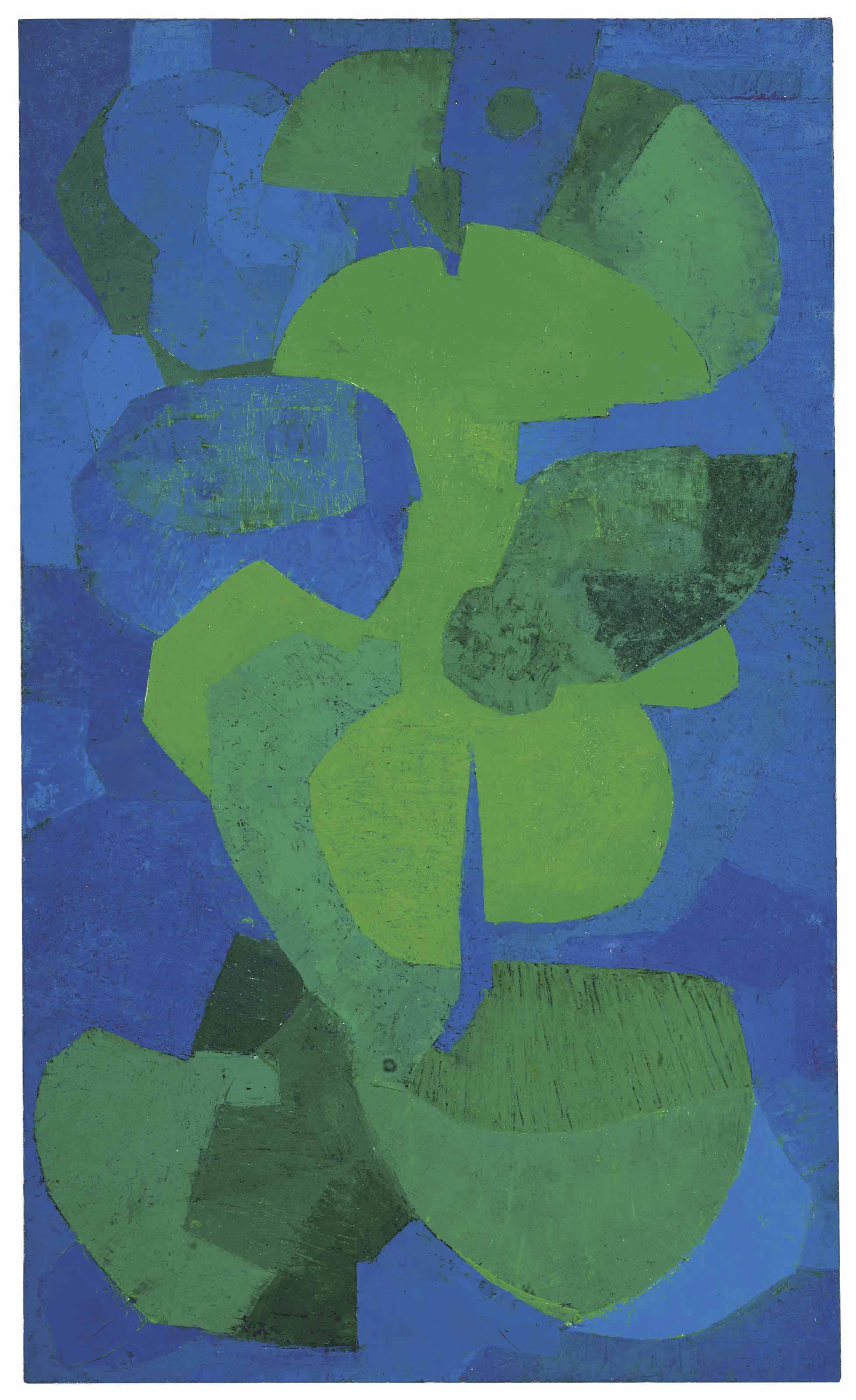 Pedro Coronel - Untitled (Composición en azul y verde)