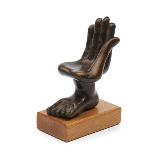 Pedro Friedeberg - Hand Foot 5 1/2 x 3 x 3 3/4 (14.0 x 7.6 x 9.5 cm), on a wooden base