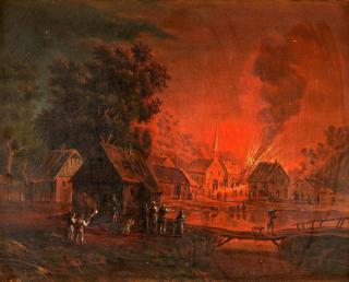 Pehr Hilleström - Nattlig eldsvåda i en kyrkby