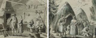 Pehr Hilleström - Sami Family outside there home and an interior from Mora