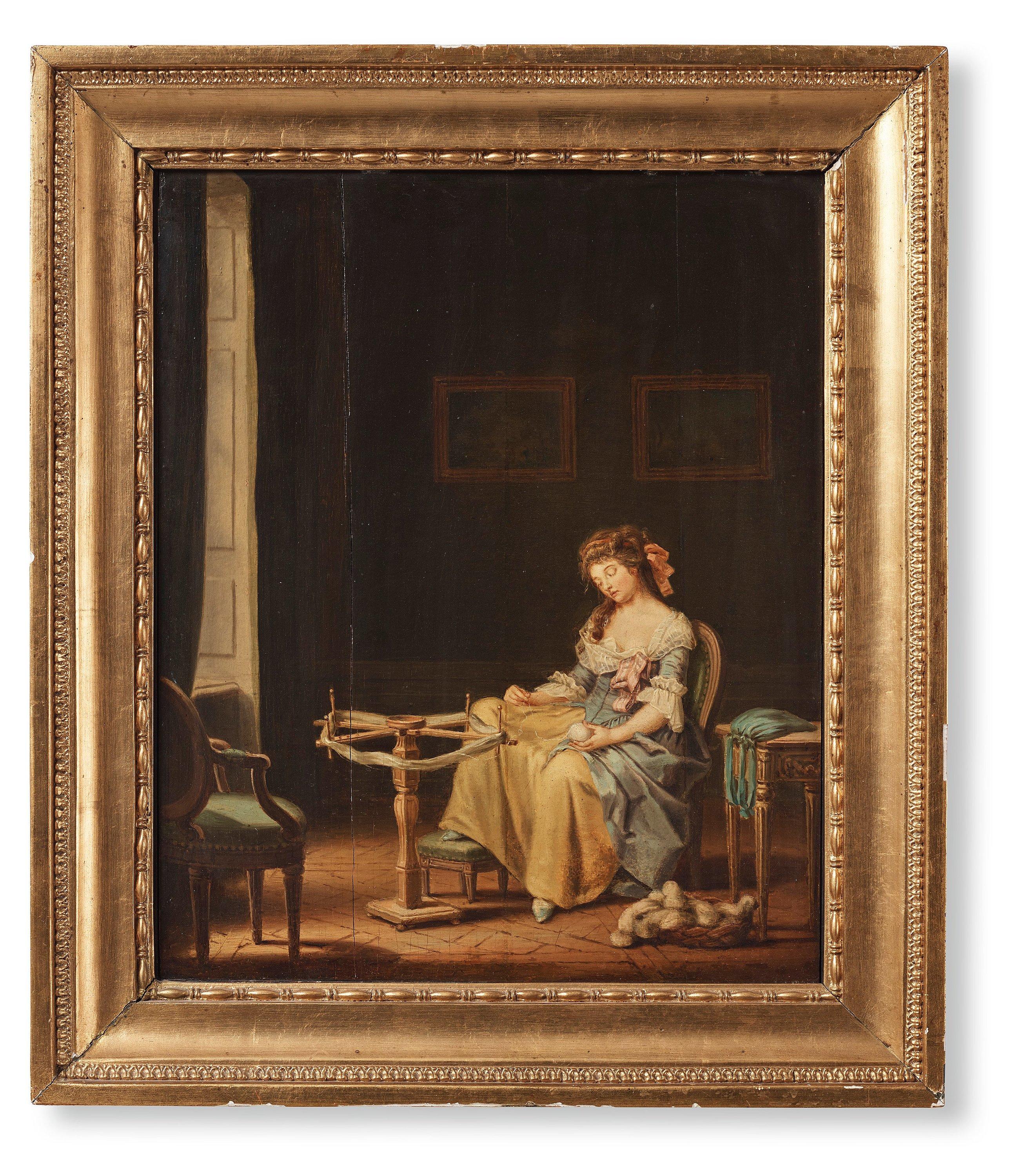 Pehr Hilleström - Woman asleep by her spinner\'s weasel