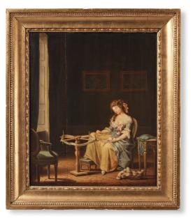 Pehr Hilleström - Woman asleep by her spinner\'s weasel