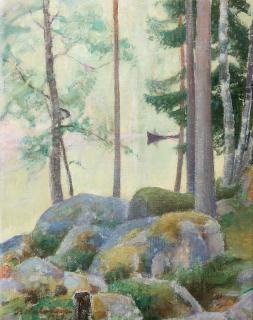 Pekka Halonen - A Lake Landscape.