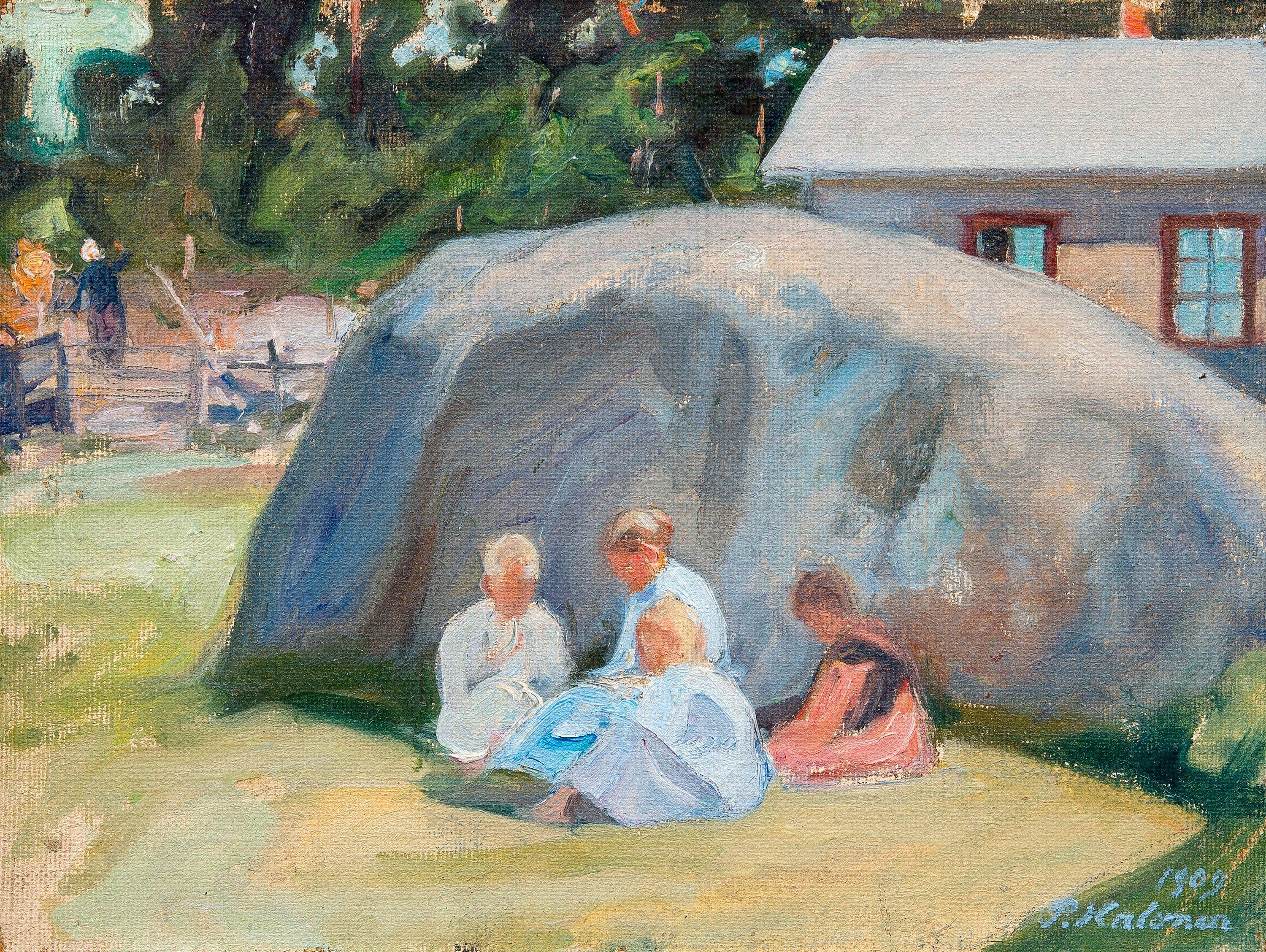 Pekka Halonen - Children Playing In The Yard.