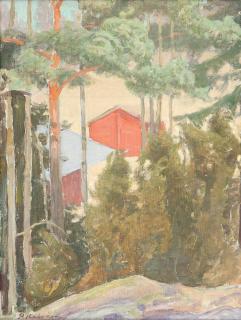 Pekka Halonen - Houses In The Shadows Of The Trees.