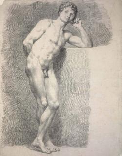 Pelagio Pelagi - A male nude leaning on a pedestal