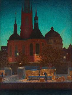 Pelle Swedlund - Nocturnal market scene, Riddarholm Church, Stockholm