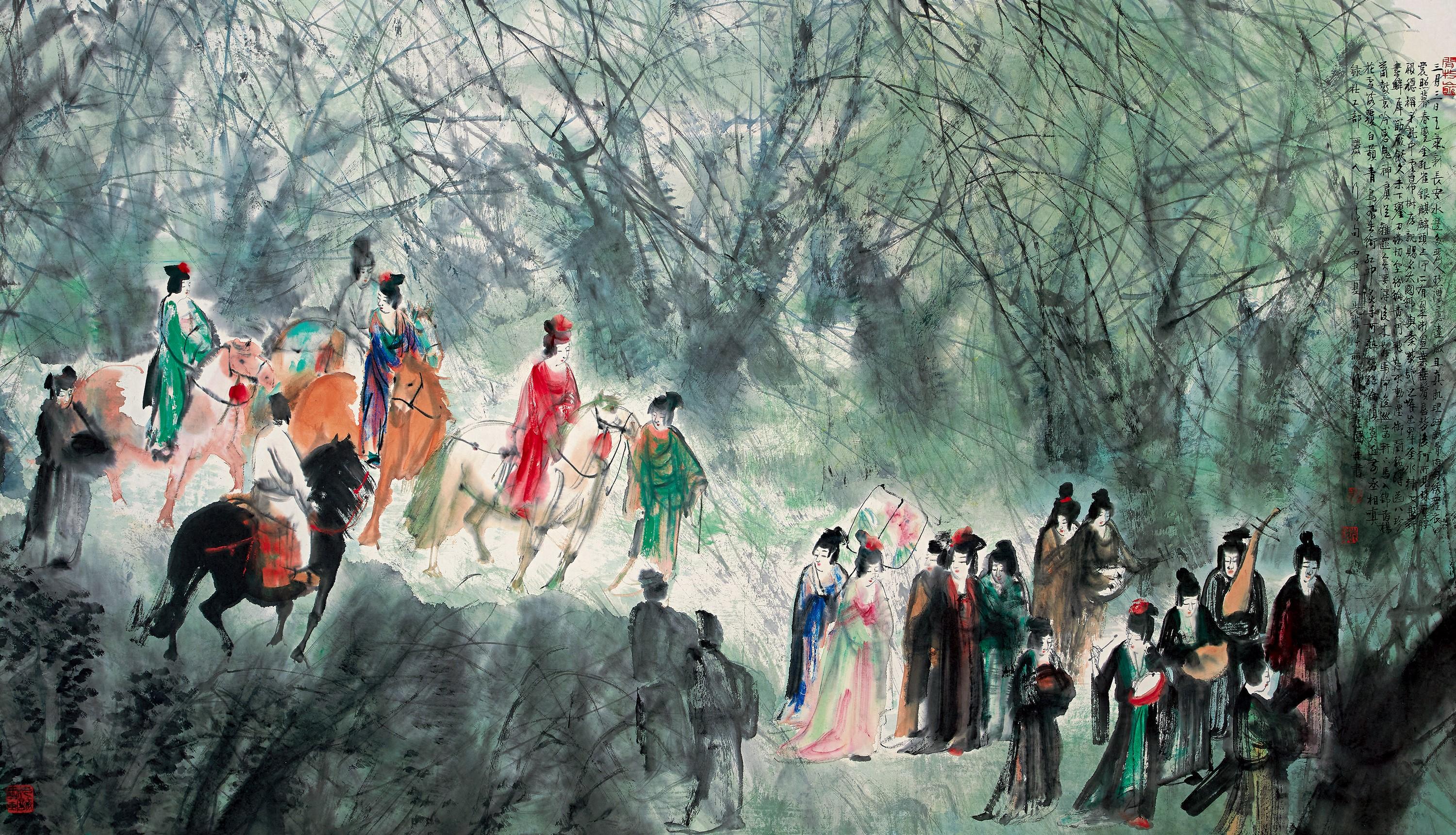 Peng Xiancheng - Demoiselles In An Outing 1(Painted In 2016)