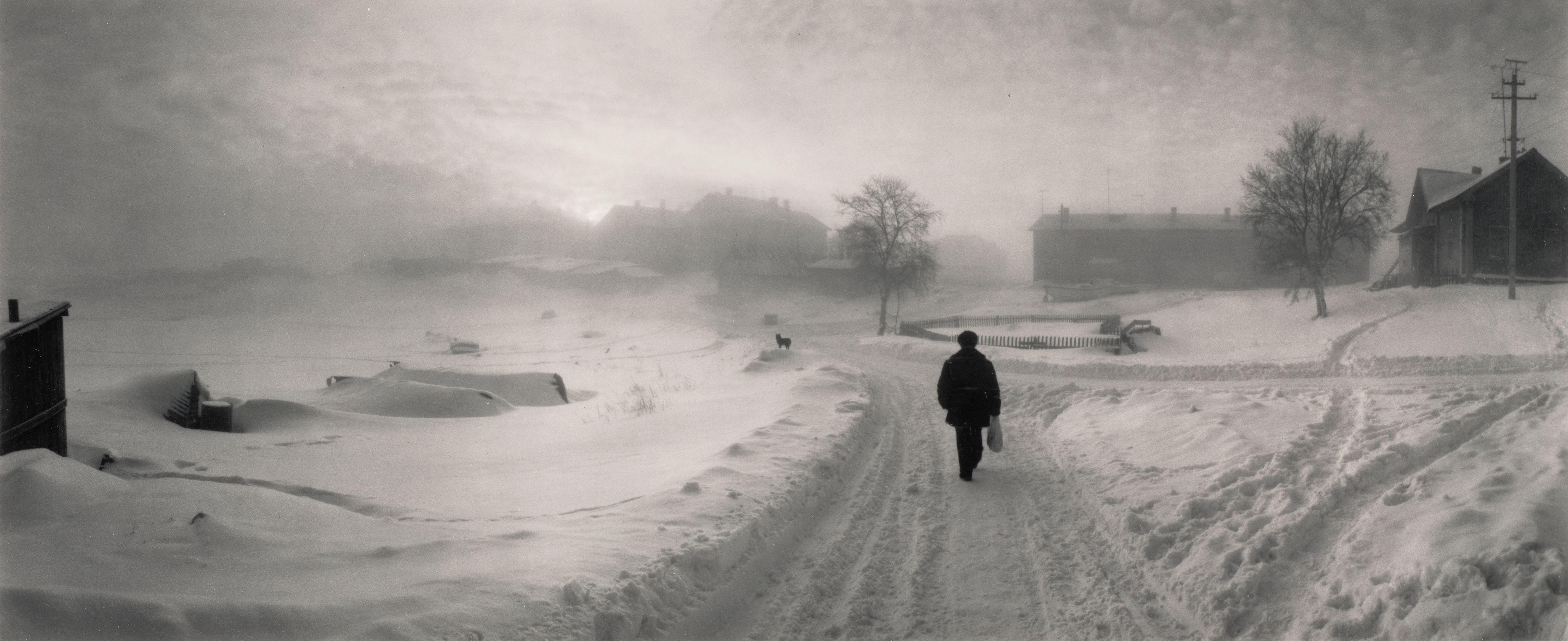 Pentti Sammallahti - Solovki, White Sea, Russia (Man Walking Down Snow Covered Road)