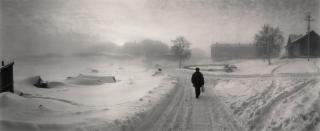 Pentti Sammallahti - Solovki, White Sea, Russia (Man Walking Down Snow Covered Road)