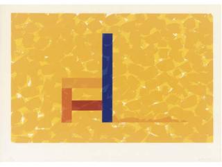 Per Arnoldi - A collection of three screenprints in colours comprising Yellow Chair (illustrated), Red Chair and Blue Chair, all signed in pencil, numbered 9/100, 16/100 and 13/100 respectively, framed