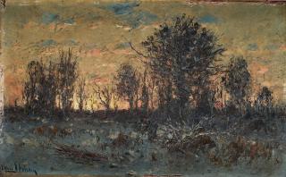 Per Ekström - French winter landscape with figure