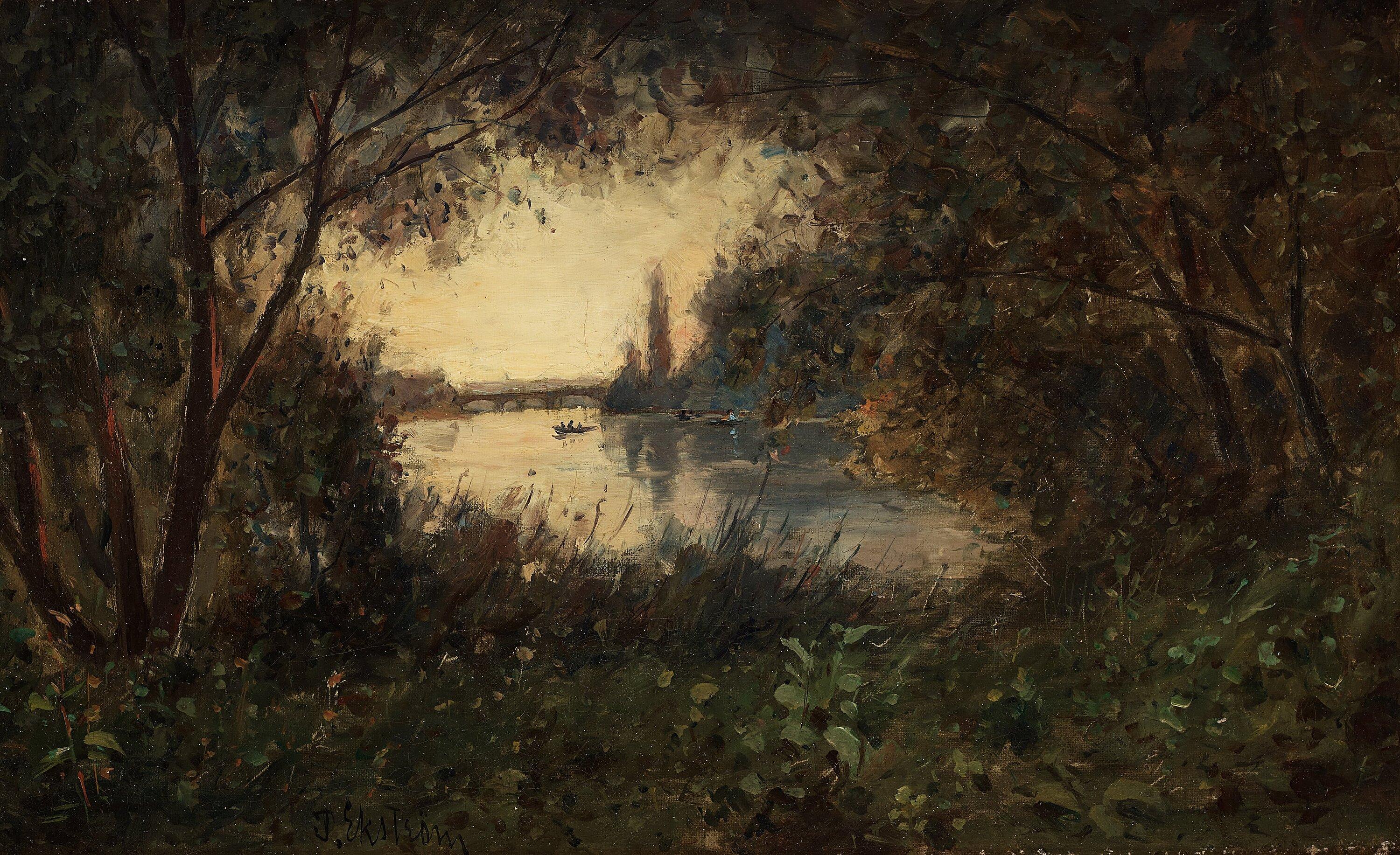 Per Ekström - River landscape, scene from France