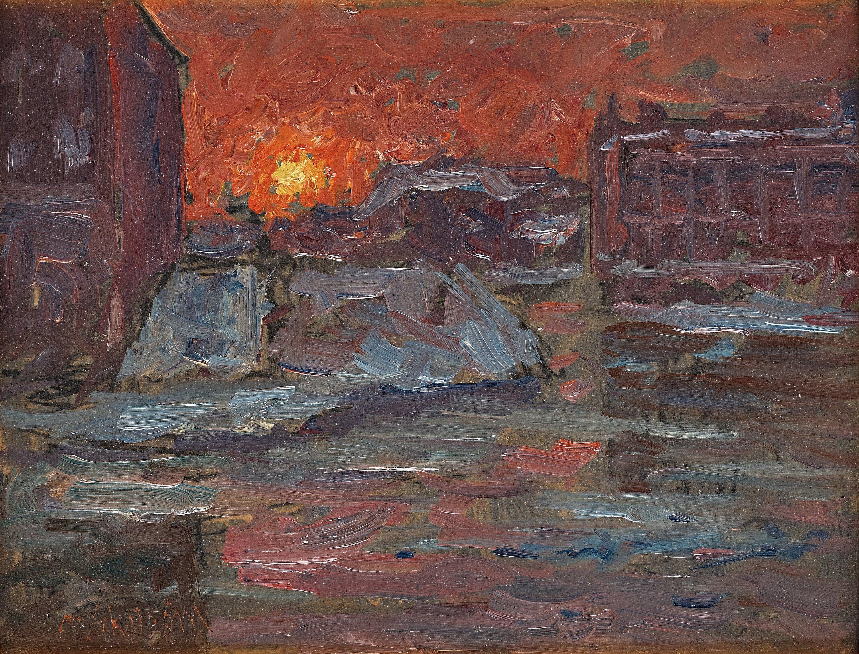 Per Ekström - Sunset over Norrbro bridge near the Royal Palace, Stockholm