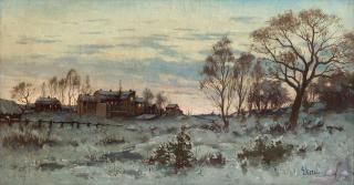 Per Ekström - Vinterlandskap, skymning (Stockholms utkanter) [Winterlandscape, sunset, on the outskirts of Stockholm]
