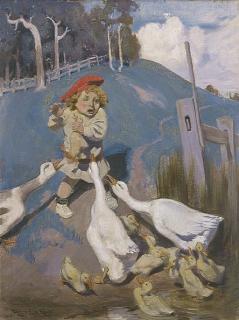 Perceval Charles Lindsay - Young Child with Goose and Ducks