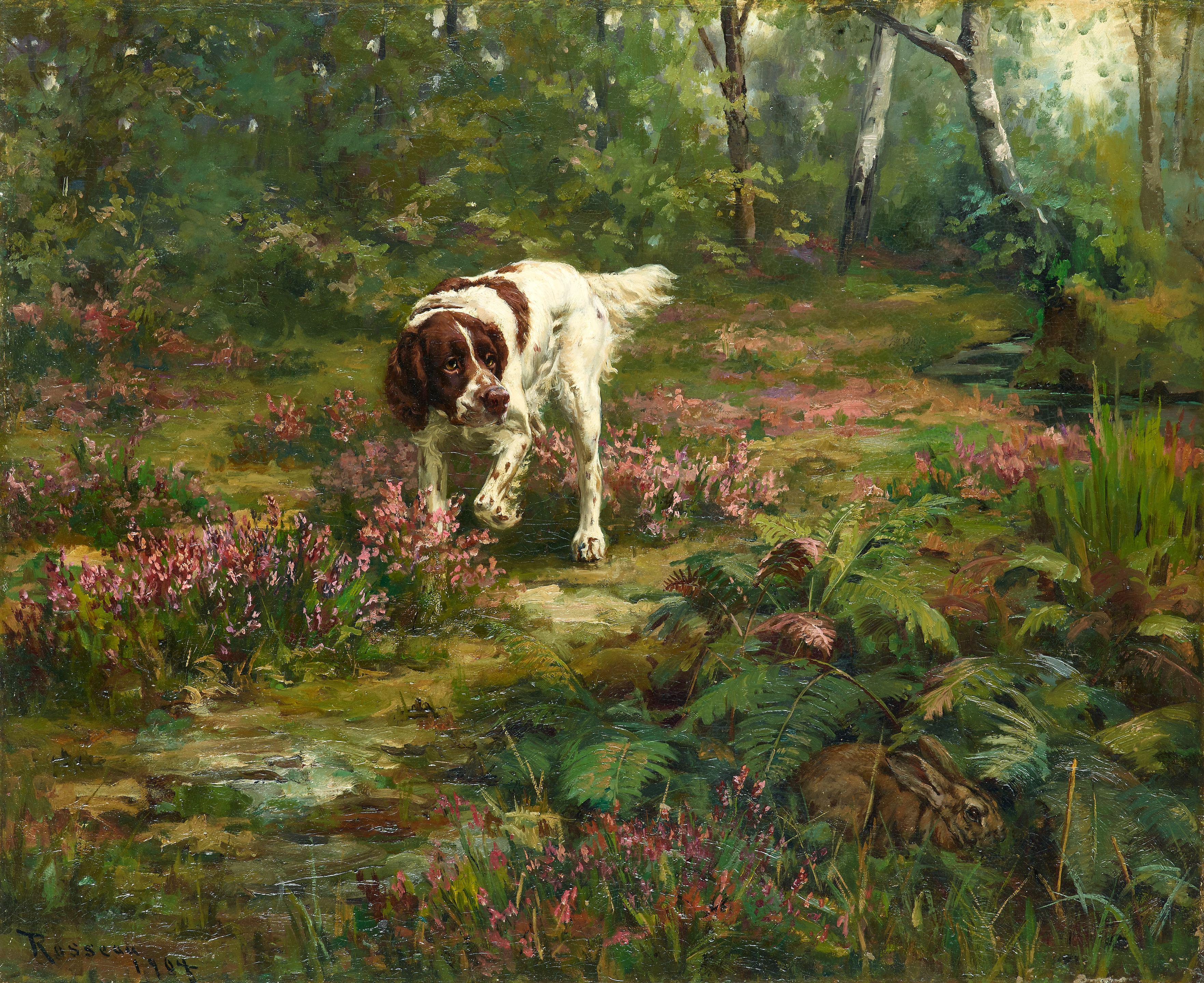 Percival Leonard Rosseau - English Setter and a Hare