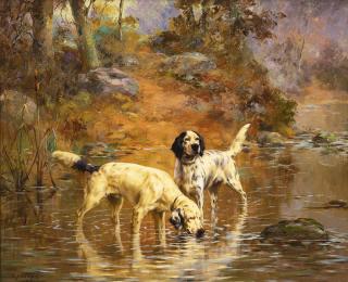 Percival Leonard Rosseau - Two Setters In A Cooling Stream On The Grounds Of Overhills, Fayetteville, North Carolina