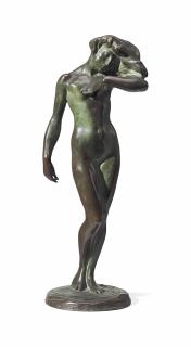 Percy Bryant Baker - Woman Nude with Hand to Heart