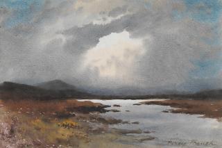 Percy French - Bog landscape with clouds 17.6 x 25.8 cm. (6 7/8 x 10 1/8 in.)