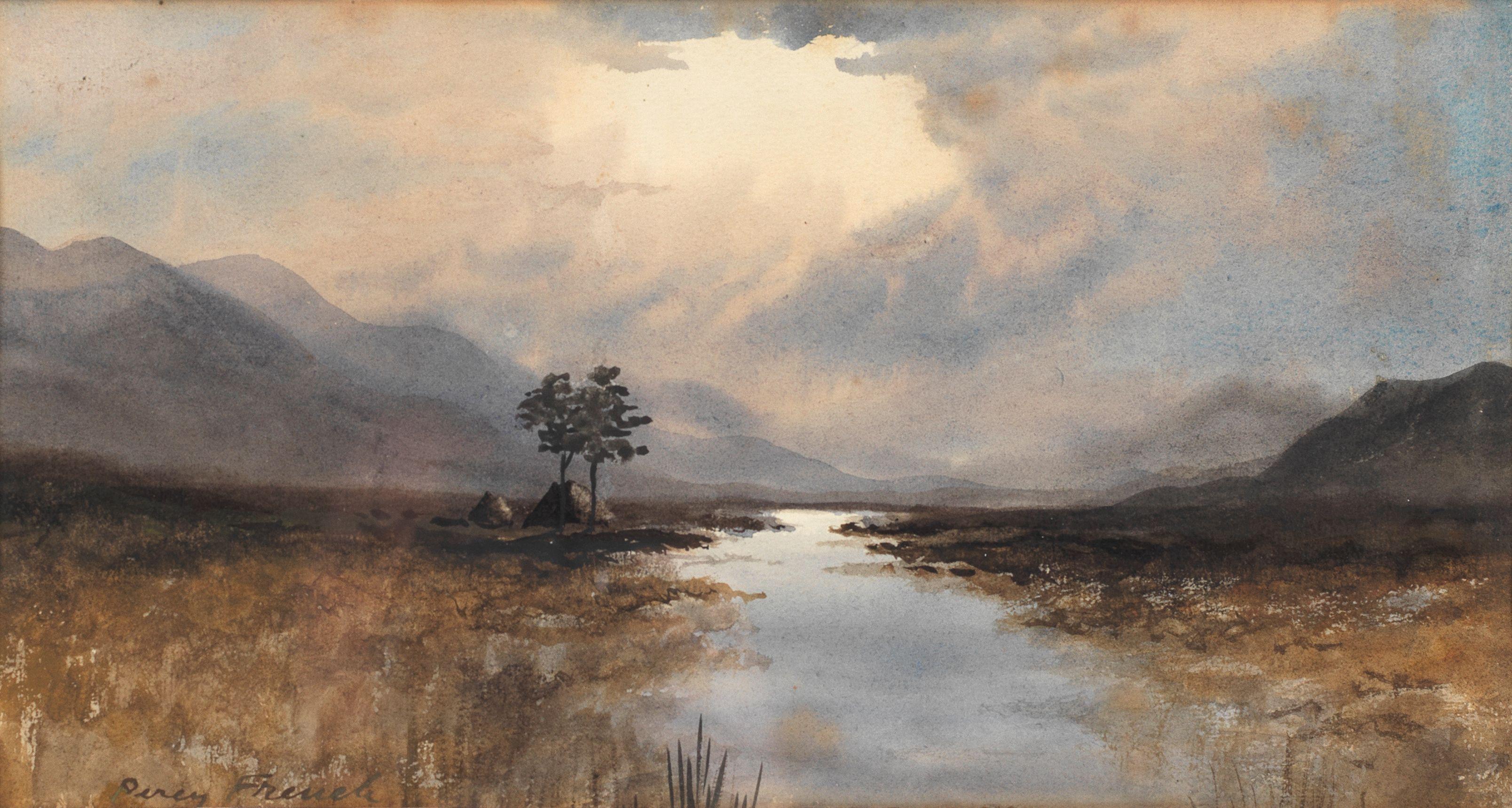 Percy French - Clouds parting over marshland