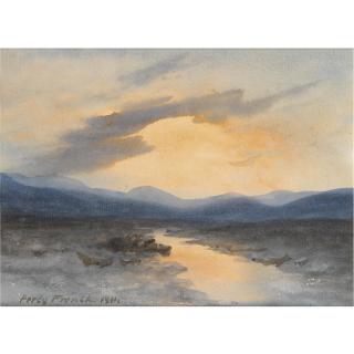 Percy French - Sunset Over Bog Landscape