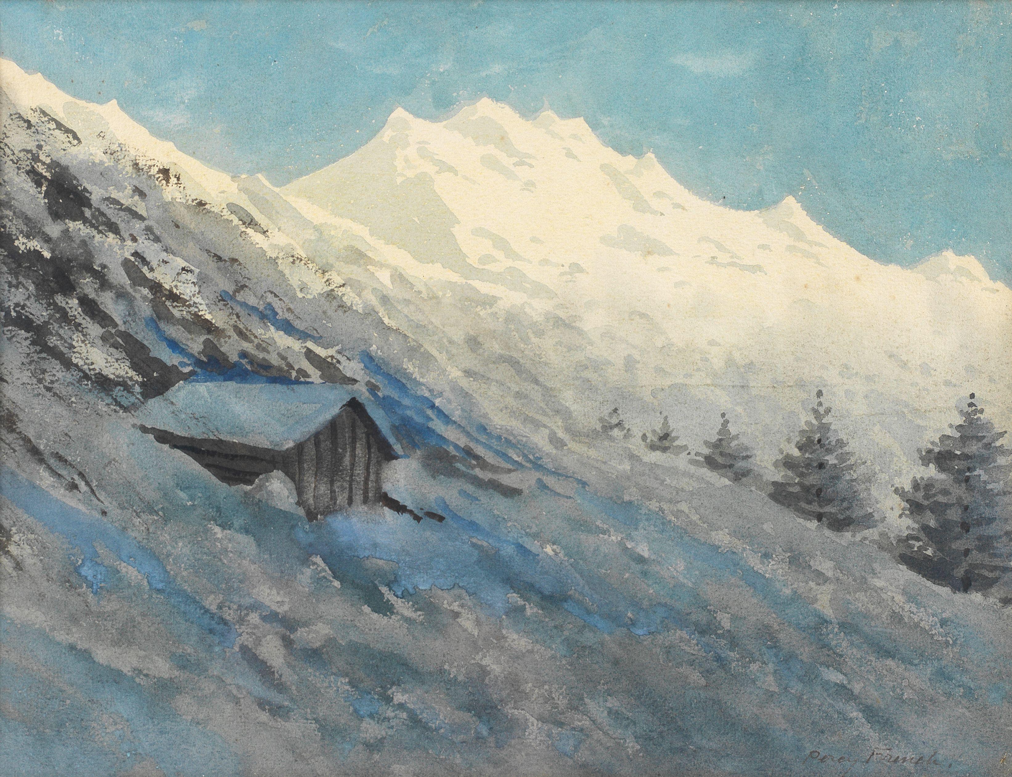 Percy French - View of the Jungfrau in winter, Switzerland