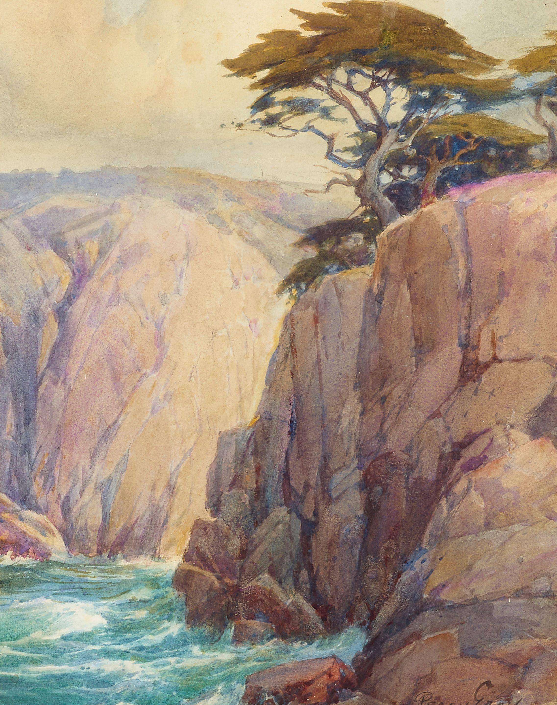 Percy Gray - Monterey Cypress Perched on a Rocky Cliff